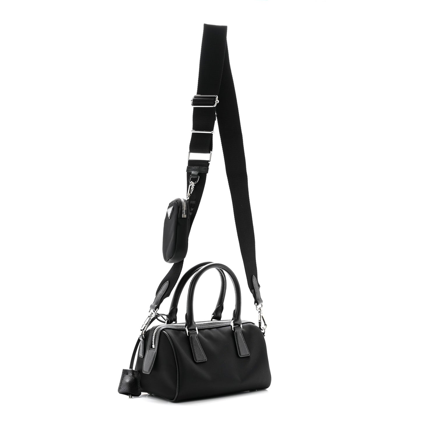 Nylon Saffiano Re-Edition 2005 Top Handle Crossbody Bag Black