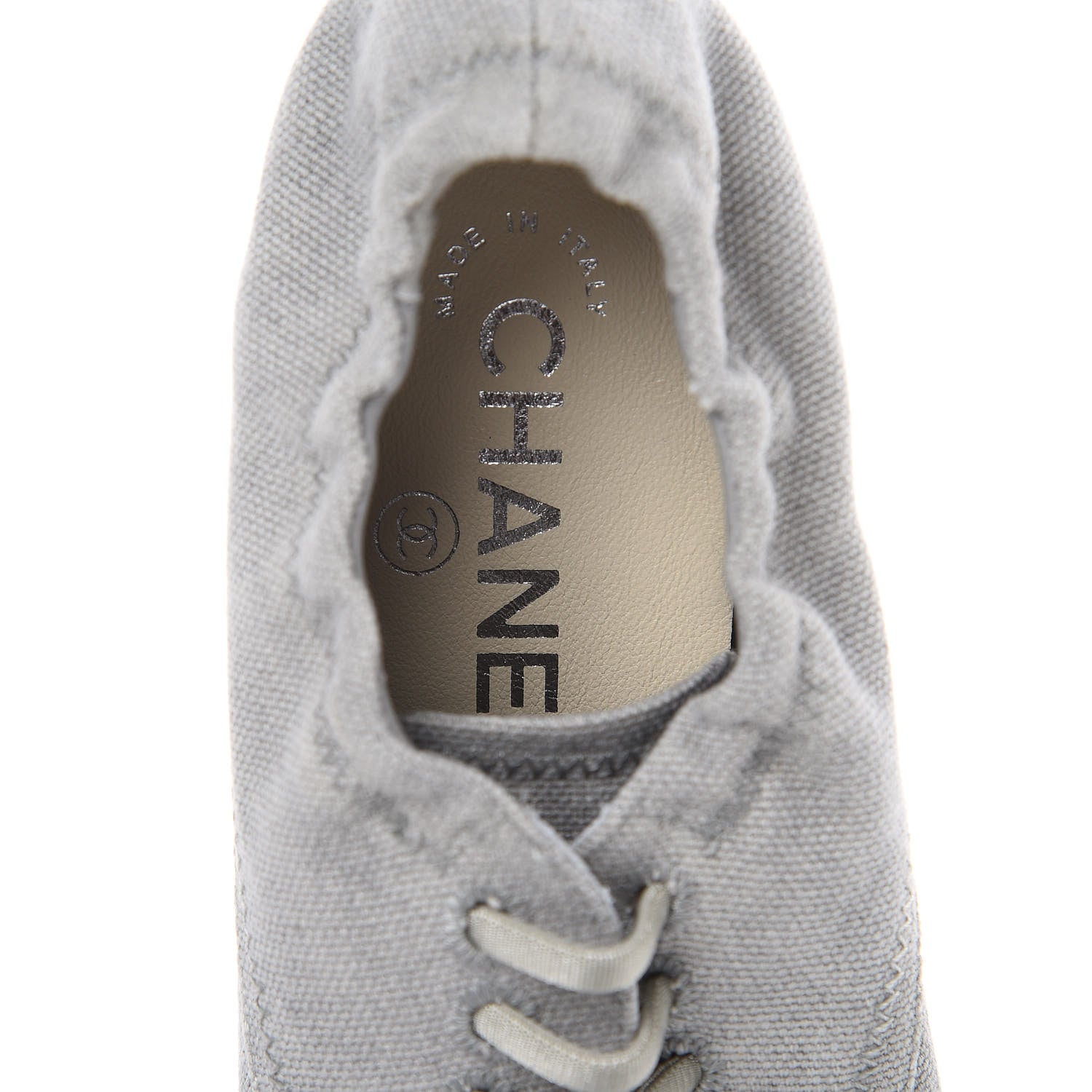 Chanel Washed Toile Snakeskin Cap Toe CC Lace Up Flats 36 Grey 7 of 12