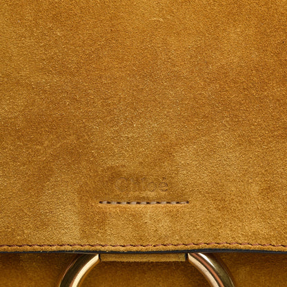 Chloe Suede Calfskin Patchwork Medium Faye Shoulder Bag Tobacco 10 of 12