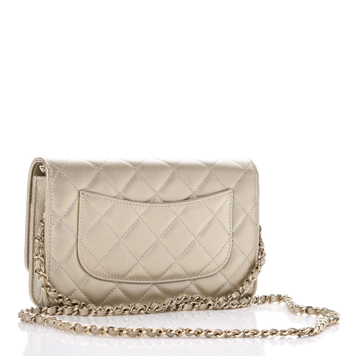 Chanel Caviar Quilted Wallet On Chain WOC Light Gold 4 of 10