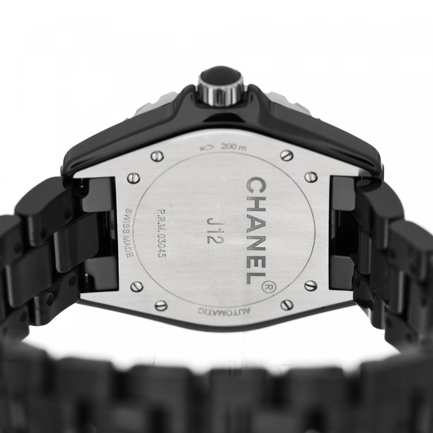 Chanel Stainless Steel Ceramic Diamond 38mm J12 Automatic Watch Black 4 of 5