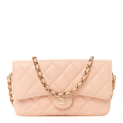 Chanel Caviar Quilted Flap Phone Holder With Chain Light Pink 1 of 13