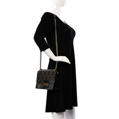 Fendi Vitello Liberty Bi-Color FF 1974 Embossed Small Kan U Shoulder Bag Maya Black 2 of 9