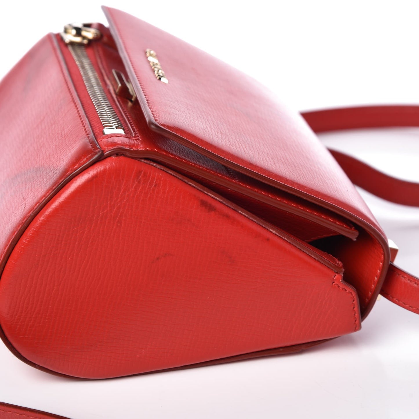 Textured Calfskin Mini Pandora Box Crossbody Bag Red