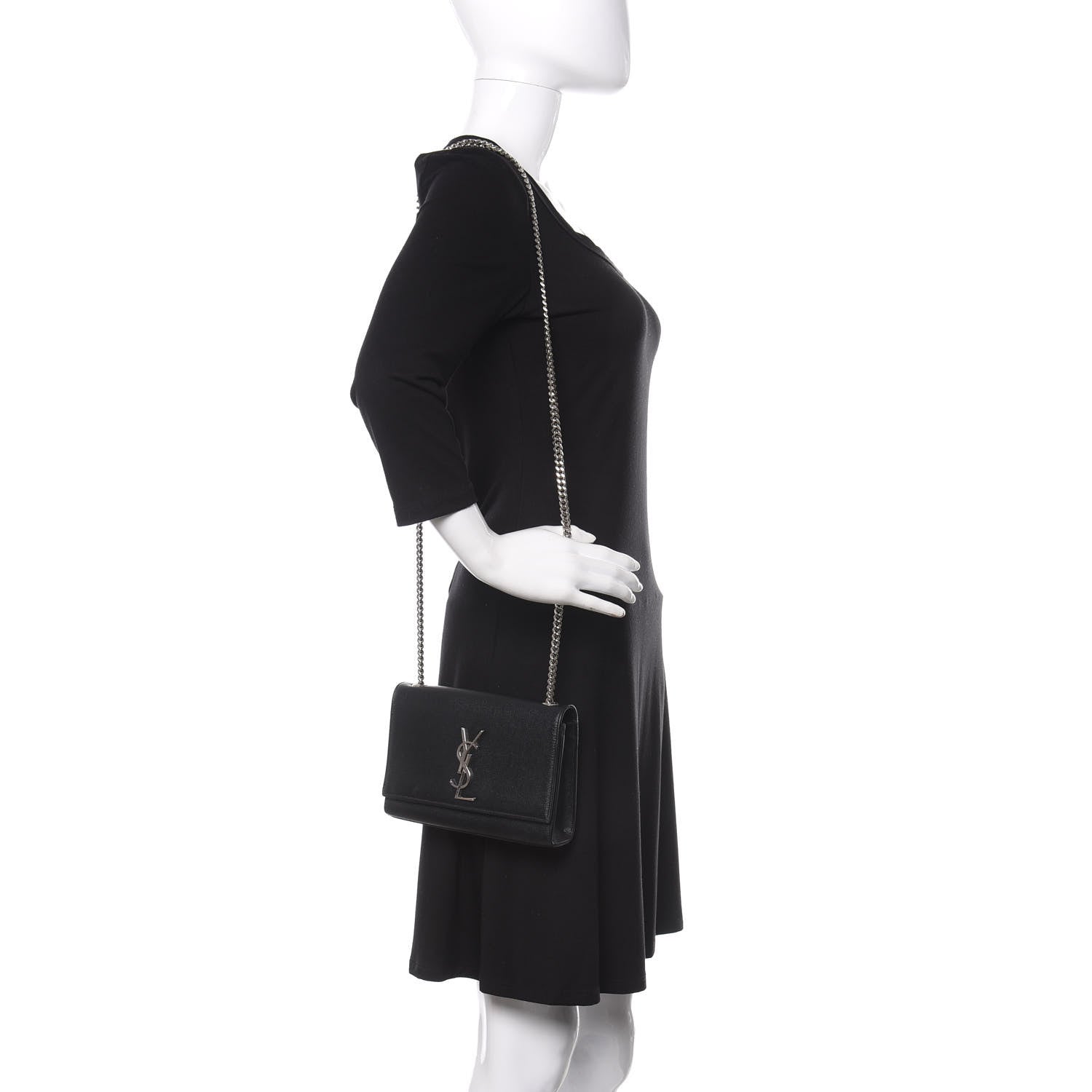 Saint Laurent Grain De Poudre Small Monogram Kate Satchel Black 2 of 11