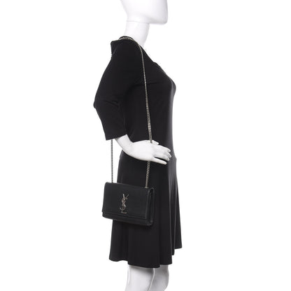 Saint Laurent Grain De Poudre Small Monogram Kate Satchel Black 2 of 11