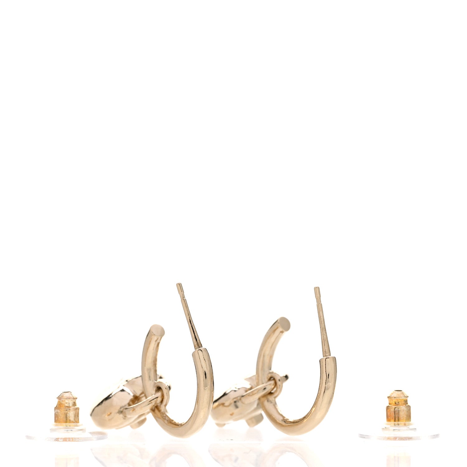 Chanel Metal CC Heart Turnlock Drop Earrings Gold 3 of 5