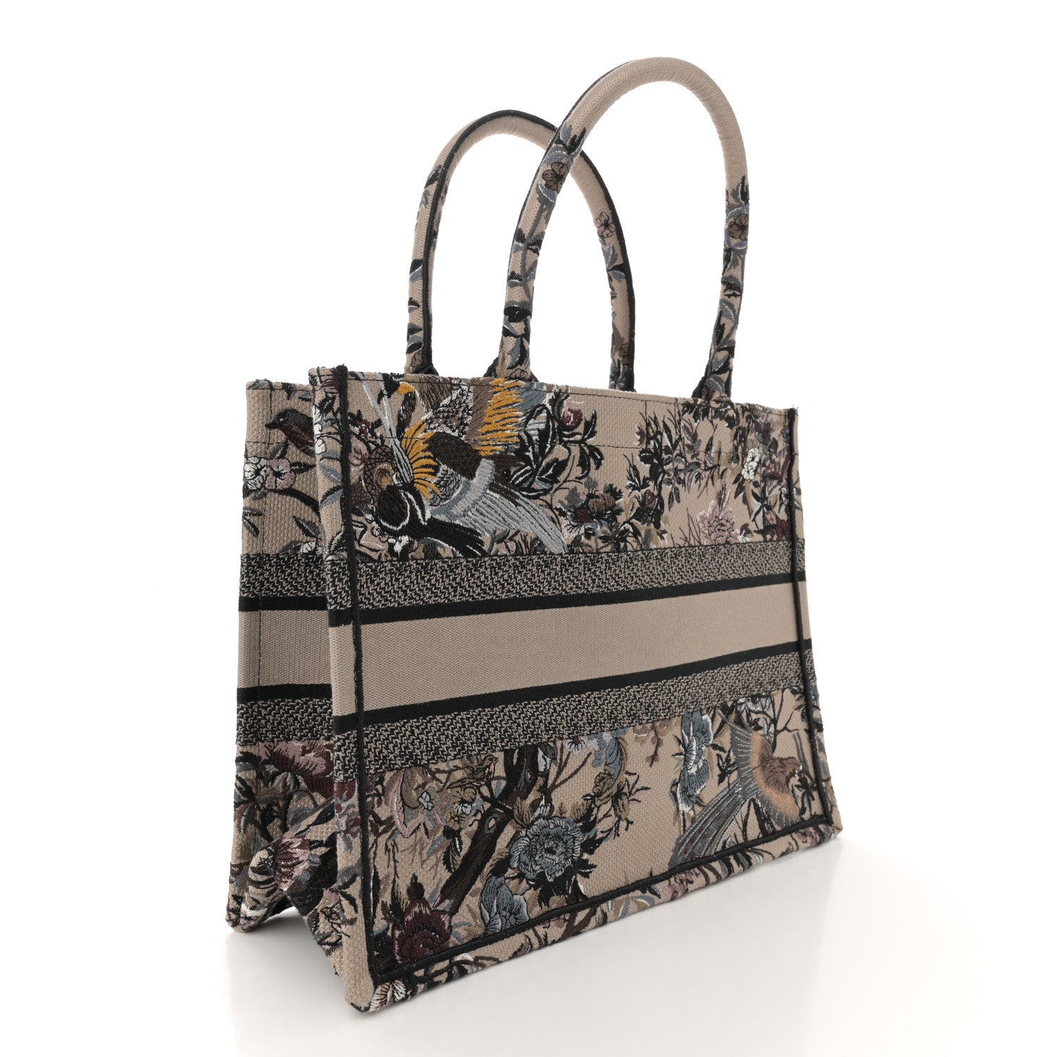 Christian Dior Canvas Embroidered Jardin D'Hiver Medium Book Tote Beige Multicolor 3 of 11