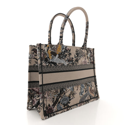 Christian Dior Canvas Embroidered Jardin D'Hiver Medium Book Tote Beige Multicolor 3 of 11