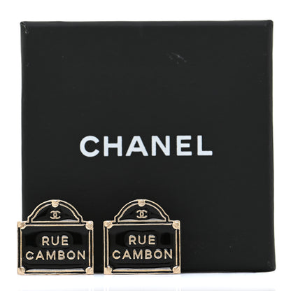 Chanel Enamel Rue Cambon Earrings Black 5 of 5