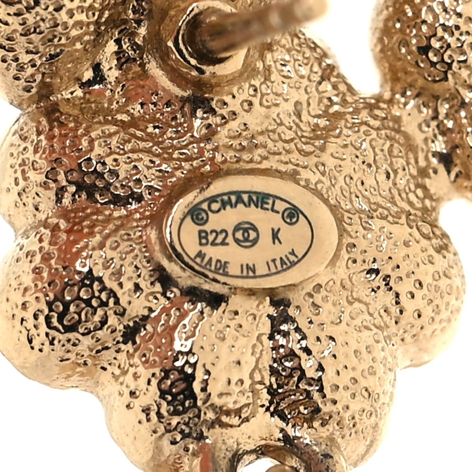 Chanel Pearl Crystal CC Flower Drop Earrings Gold Light Brown Pearly White 4 of 5