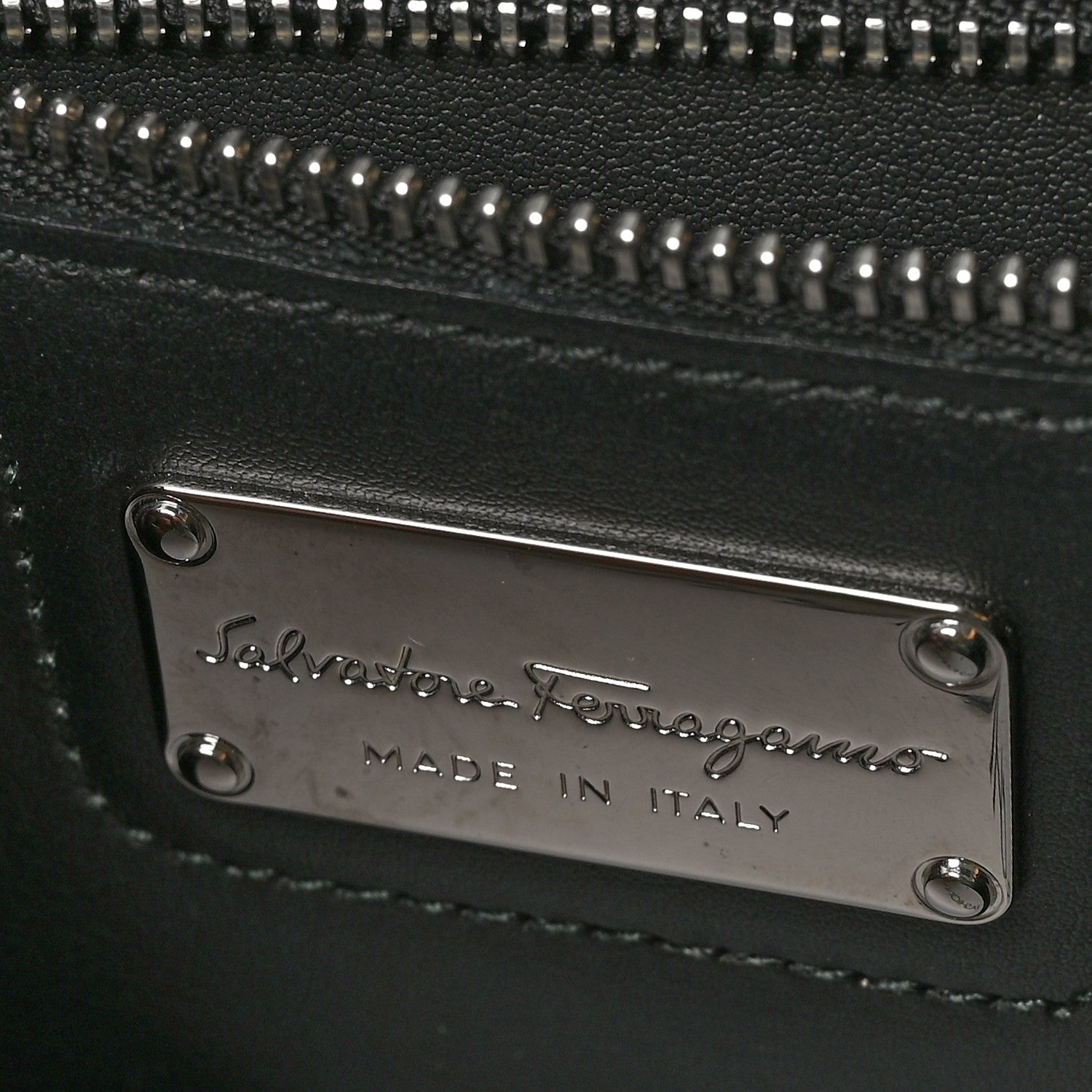 Salvatore Ferragamo Calfskin Double Handle Nolita Satchel Black 6 of 9