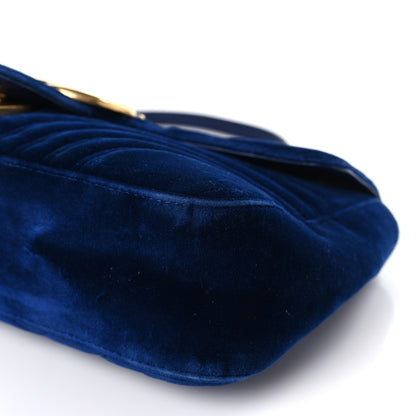 Gucci Velvet Matelasse Medium GG Marmont Shoulder Bag Cobalt Blue 9 of 9