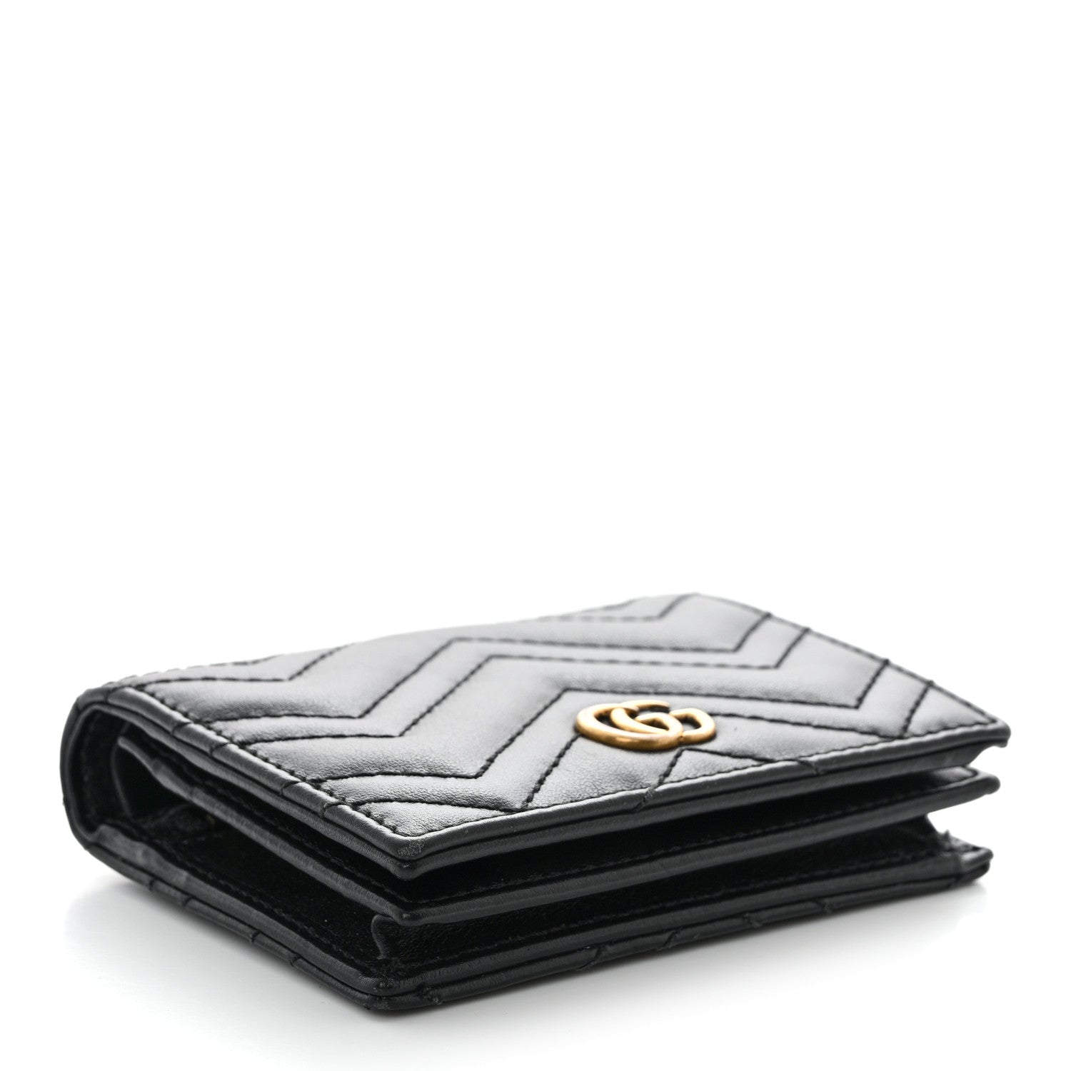 Gucci Calfskin Matelasse GG Marmont Card Case Wallet Black 4 of 12