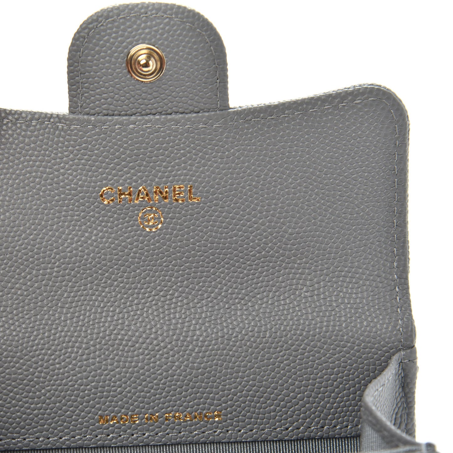Caviar Quilted Flap Card Holder Wallet Dark Grey