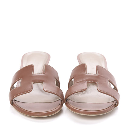 Hermes Calfskin Oasis Sandals 35.5 Gold 2 of 10