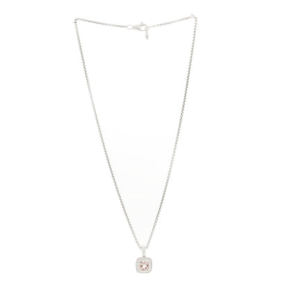 David Yurman Sterling Silver Diamond Morganite 7mm Petite Albion Pendant Necklace 3 of 4
