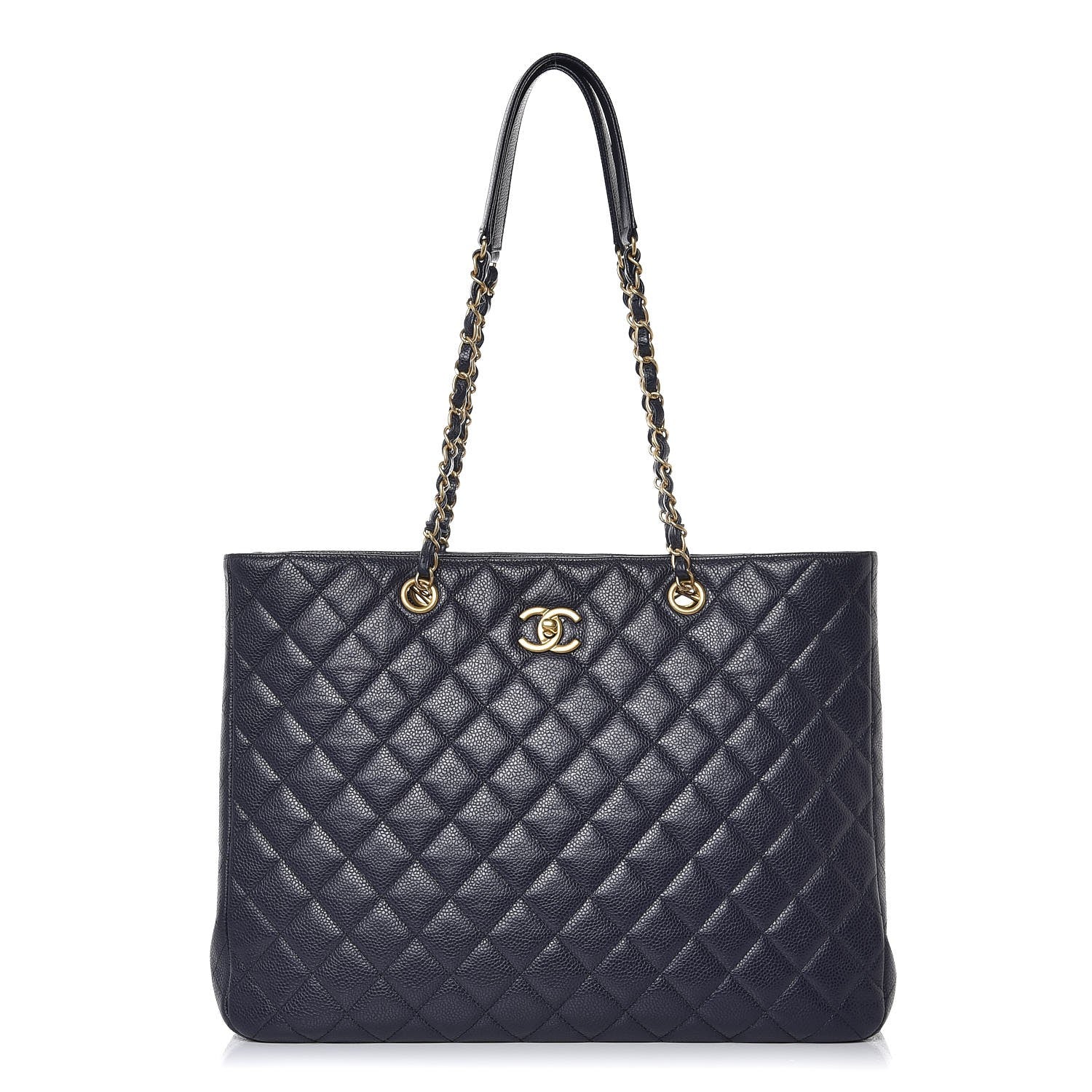 Chanel Caviar Quilted Large CC Shopping Tote Navy 1 of 8