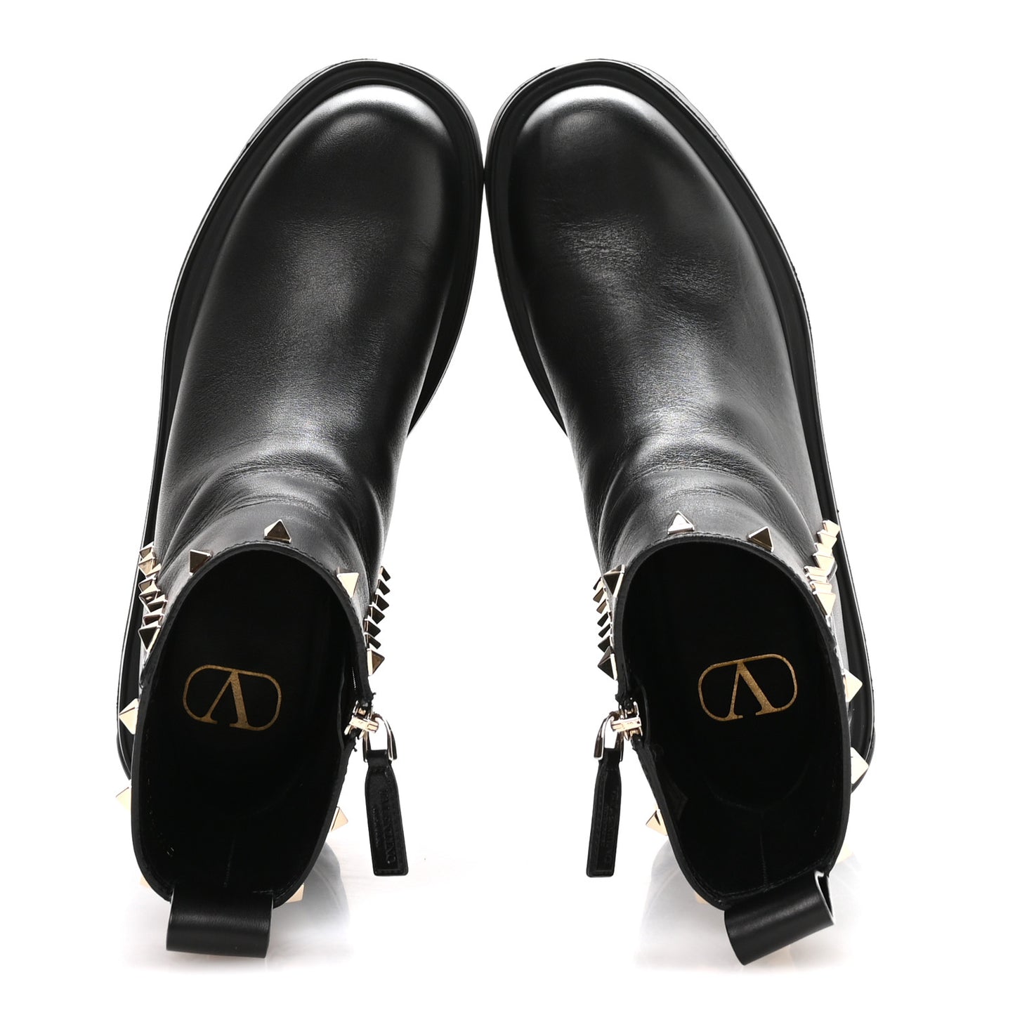 Calfskin Rockstud VLOGO Uniqueform Chelsea 55/85mm Flatform Ankle Boots 38.5 Black
