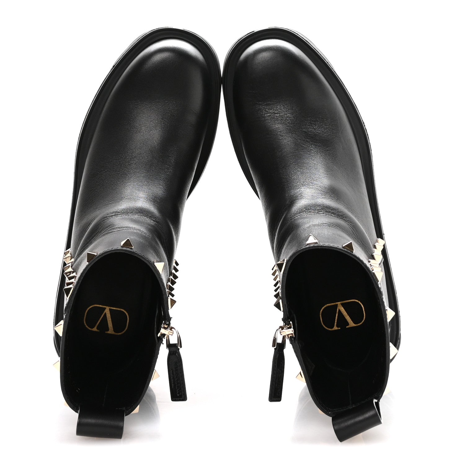 Valentino Garavani Calfskin Rockstud VLOGO Uniqueform Chelsea 55/85mm Flatform Ankle Boots 38.5 Black 2 of 10