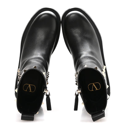 Valentino Garavani Calfskin Rockstud VLOGO Uniqueform Chelsea 55/85mm Flatform Ankle Boots 38.5 Black 2 of 10