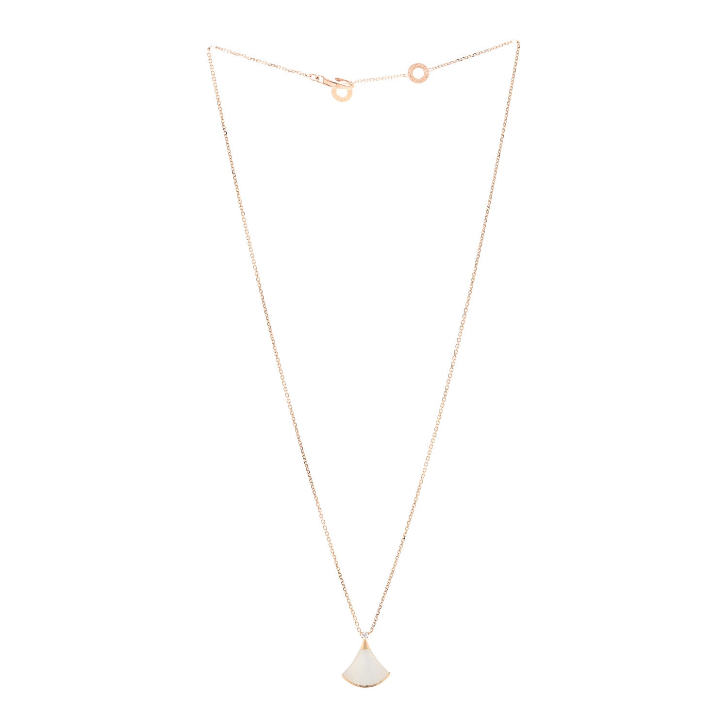 Bulgari 18K Rose Gold Diamond Mother of Pearl Small Divas' Dream Pendant Necklace 3 of 5