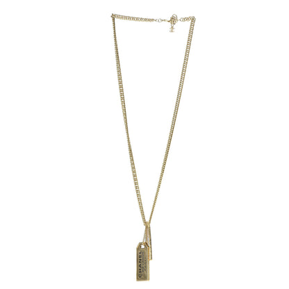 Chanel ID Dog Tag Charm Necklace Gold 3 of 6