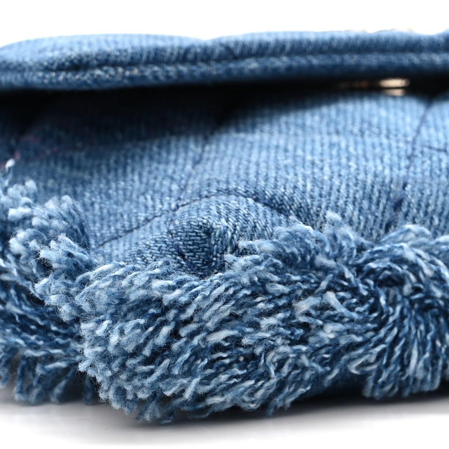 Denim Quilted Denim Mood Clutch With Chain Blue Multicolor