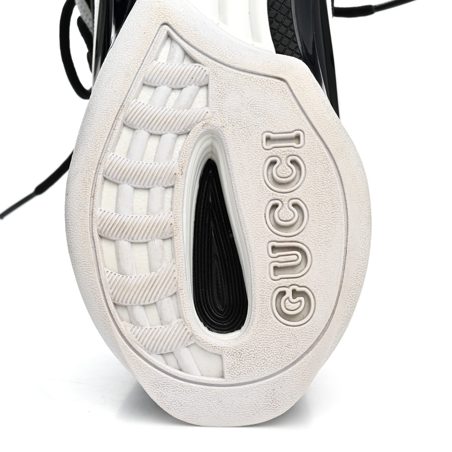 Gucci Technical Knit Fabric Suede Calfskin Womens Gucci Run Sneakers 39.5 Black White 7 of 8