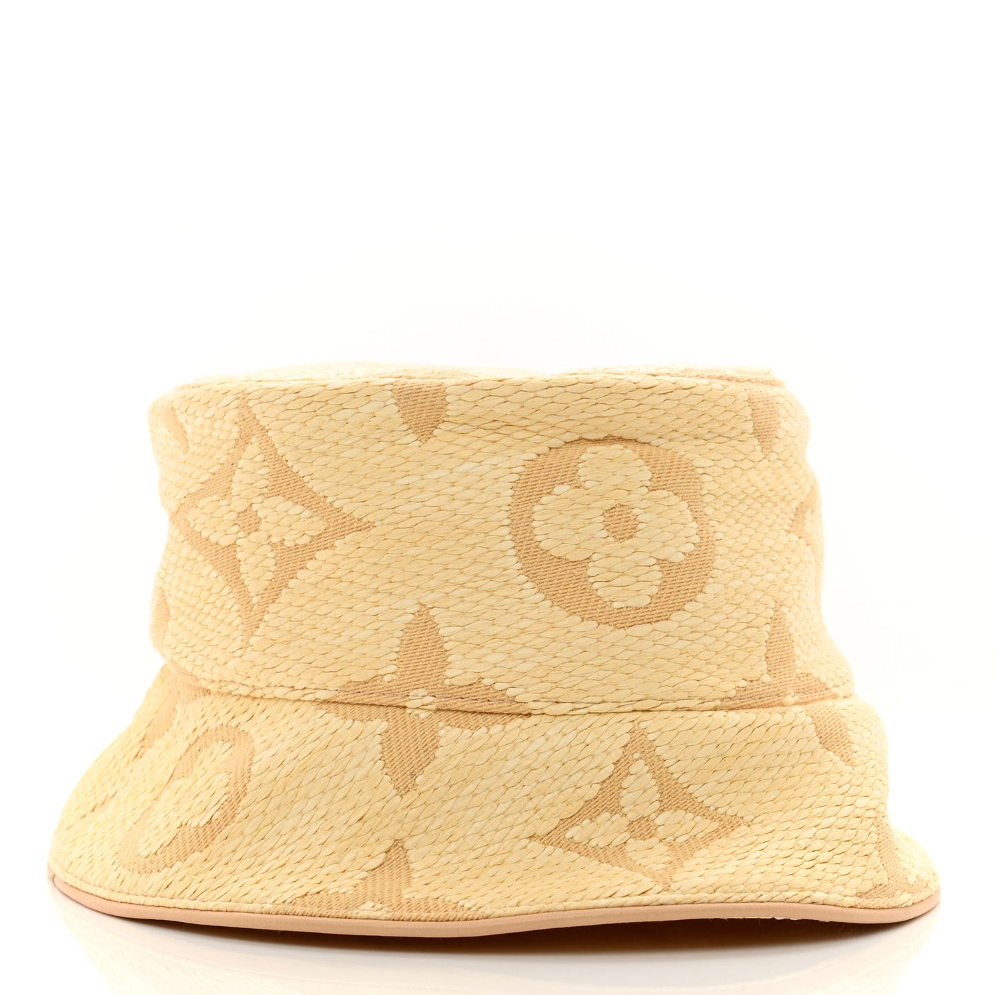 Woven Fabric Calfskin Monogram Beachview Bucket Hat Natural