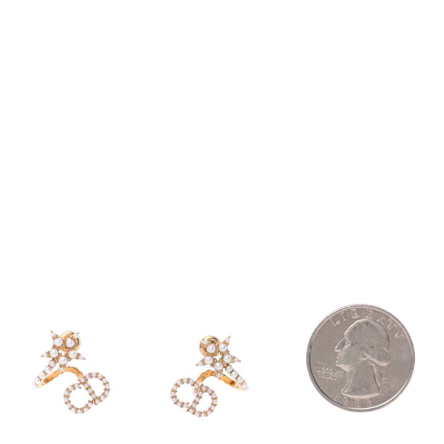 Christian Dior Pearl Clair D Lune Wrap Around Earrings Gold 2 of 5