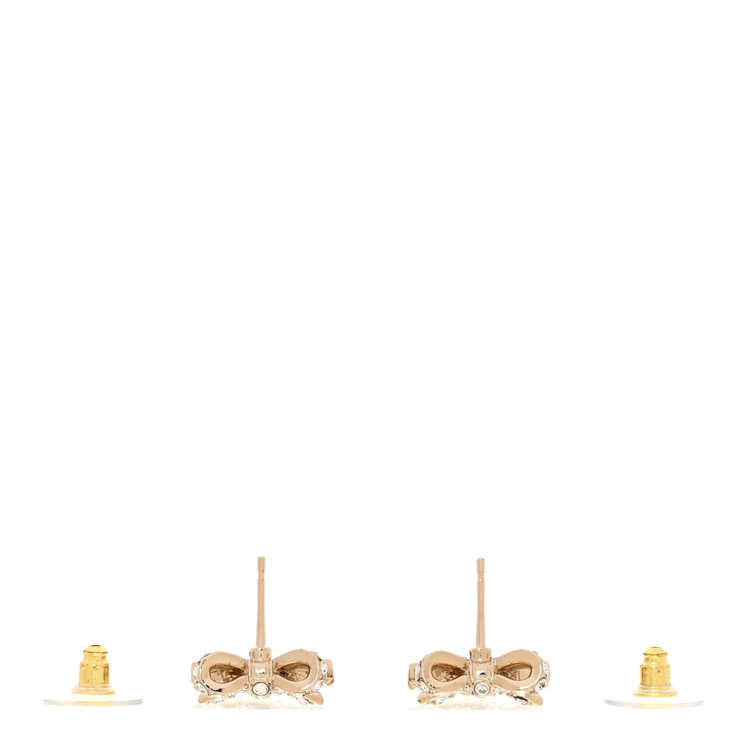 Chanel Crystal CC Bow Dangle Earrings Gold 3 of 5