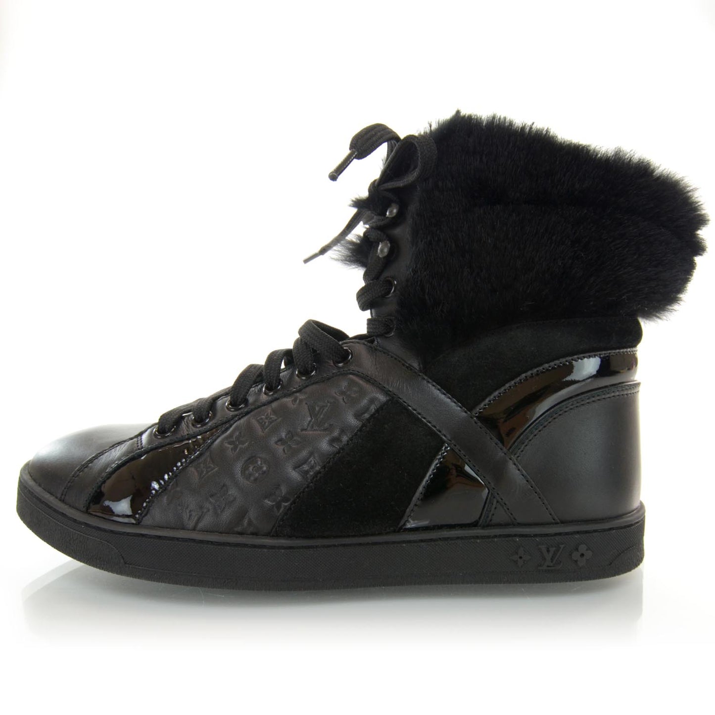Leather Fur Medley Sneaker Boot 36.5 Black