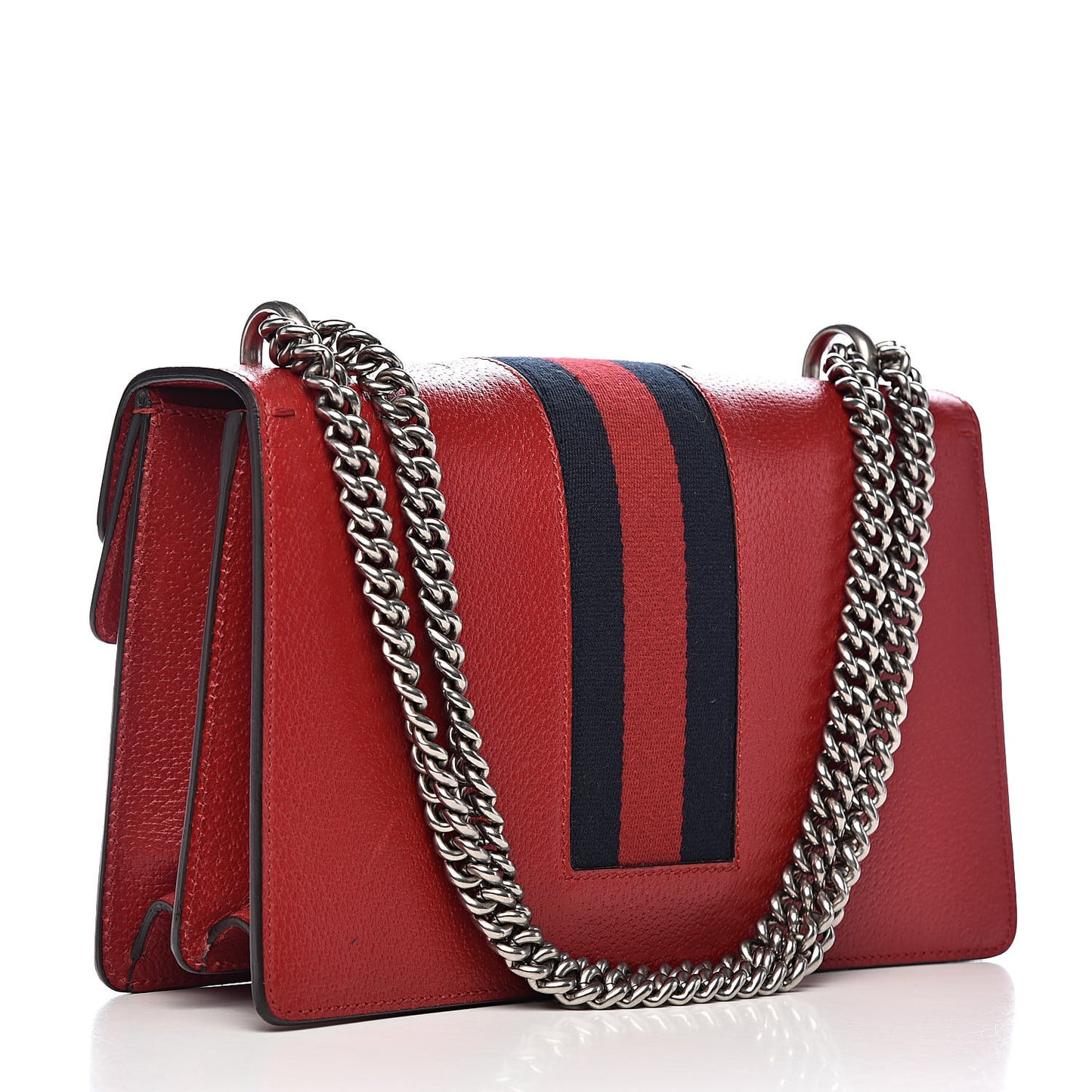 Calfskin Web Floral Embroidered Small Dionysus Shoulder Bag Hibiscus Red