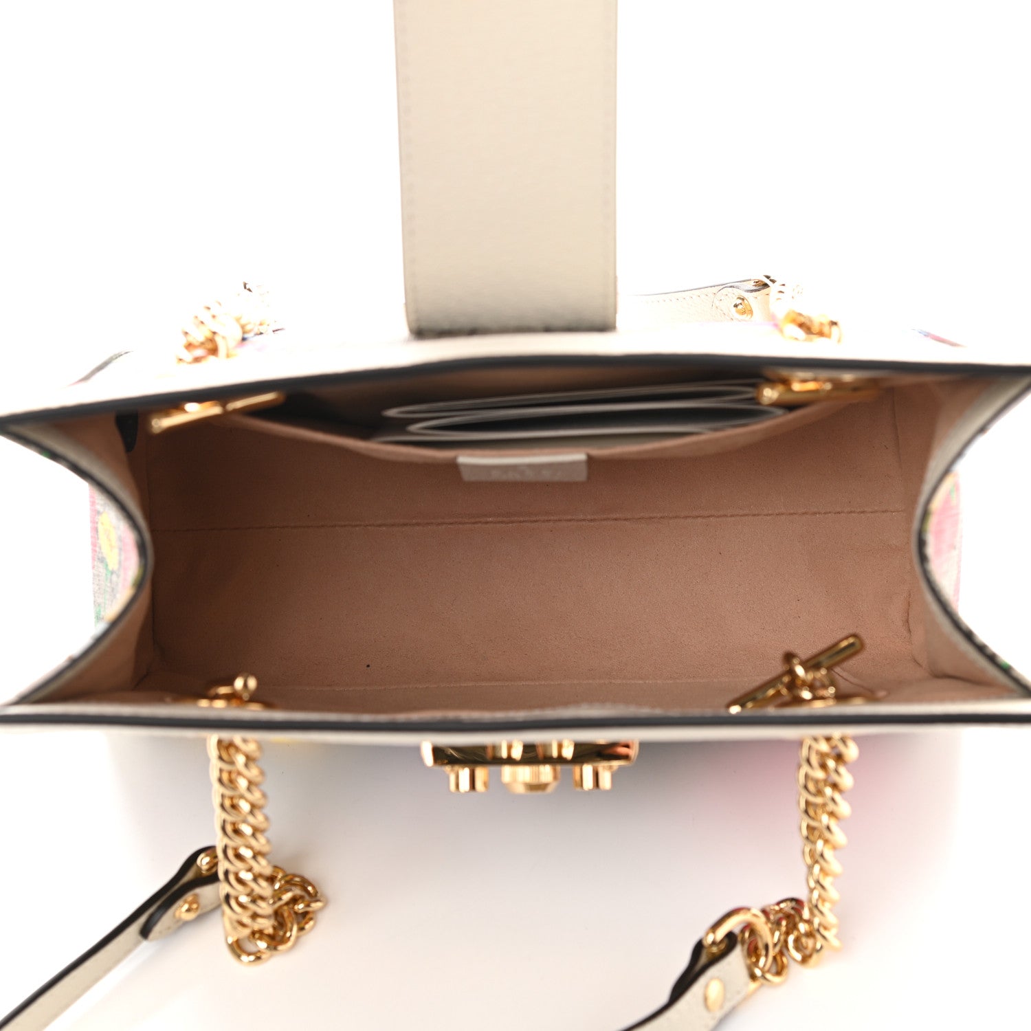 Gucci GG Supreme Monogram Flora Textured Calfskin Small Padlock Tote Beige Ebony Multicolor Mystic White 5 of 9
