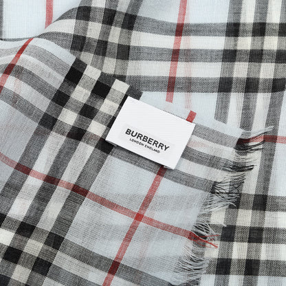 Burberry Wool Silk Icon Stripe Vintage Check Lightweight Scarf Blue 3 of 4