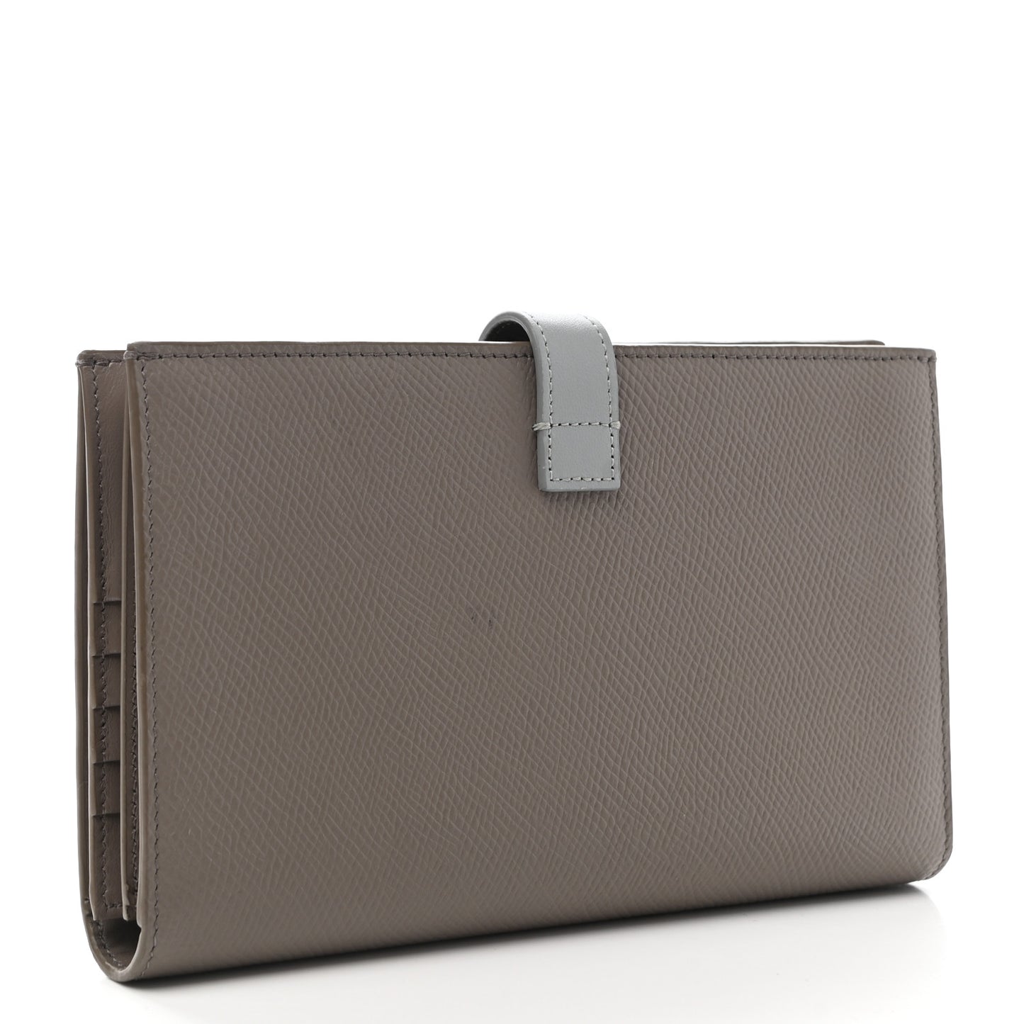 Grained Calfskin Large Multifunction Strap Wallet Pebble Mineral