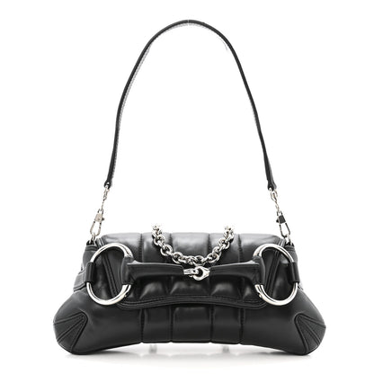 Gucci Nappa Vertical Matelasse Small Maxi Horsebit Chain Shoulder Bag Black 1 of 13