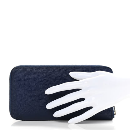 Hermes Epsom Silk'In Wallet Bleu Saphir Fauve Lime 2 of 9