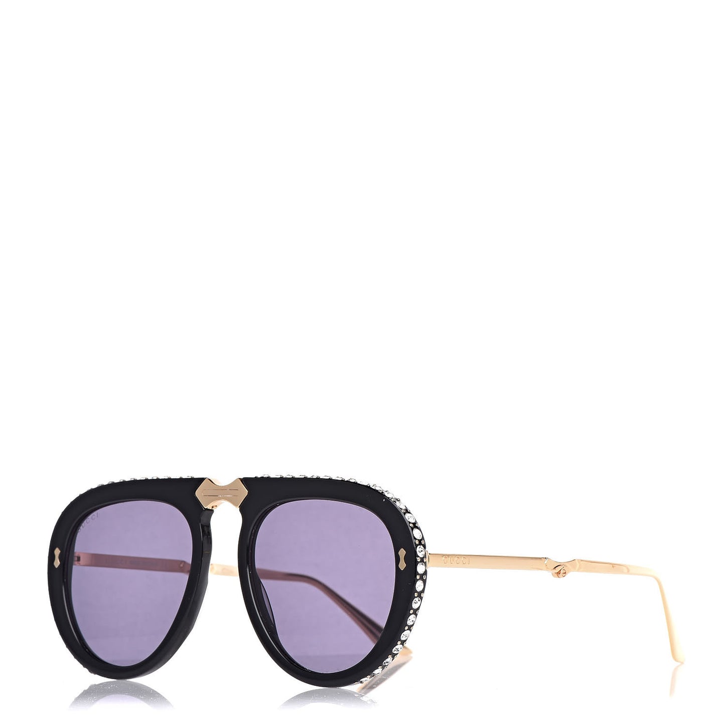 Acetate Crystal Foldable Aviator Sunglasses GG0307S Black