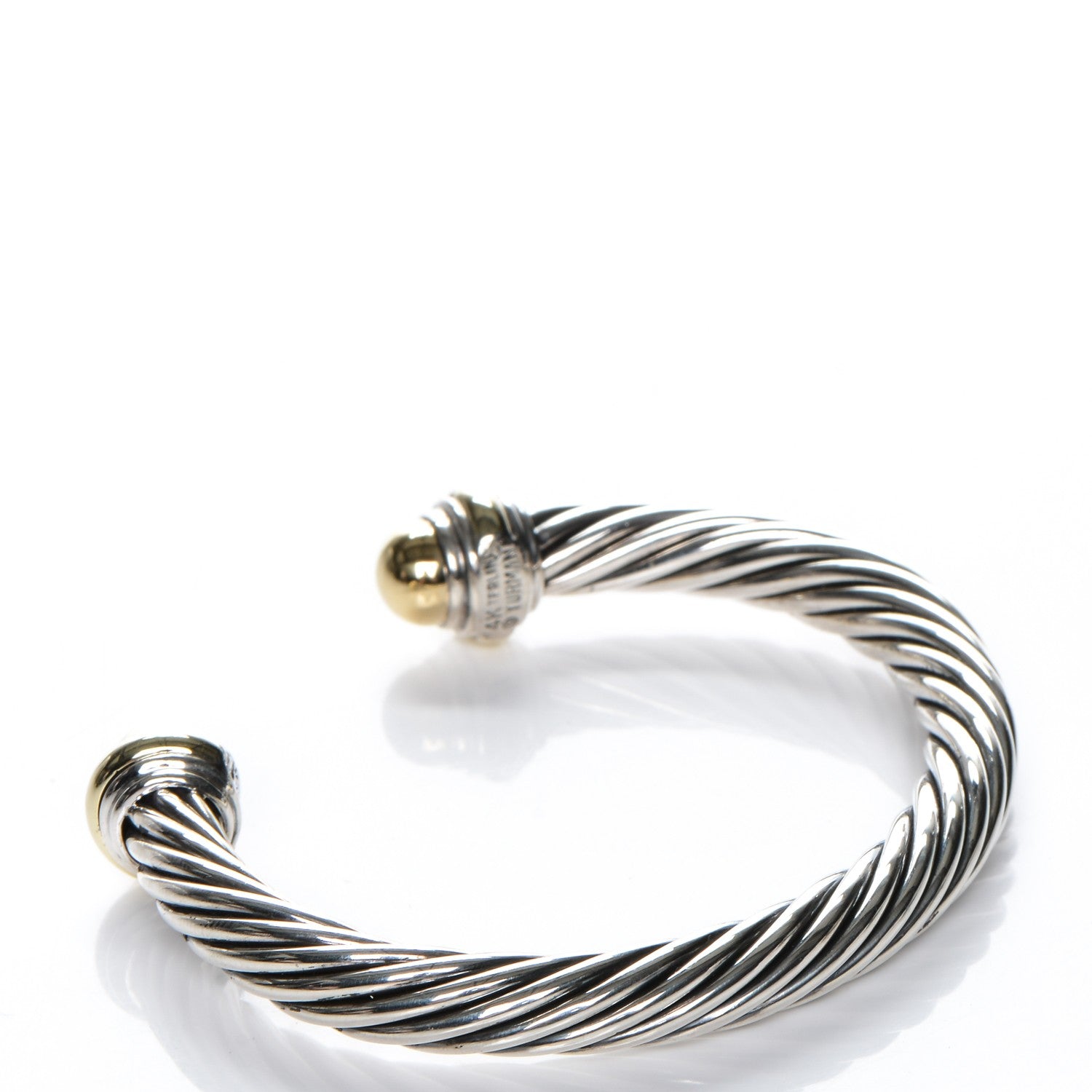 David Yurman Sterling Silver 14K Yellow Gold 7mm Cable Classics Bracelet 3 of 4