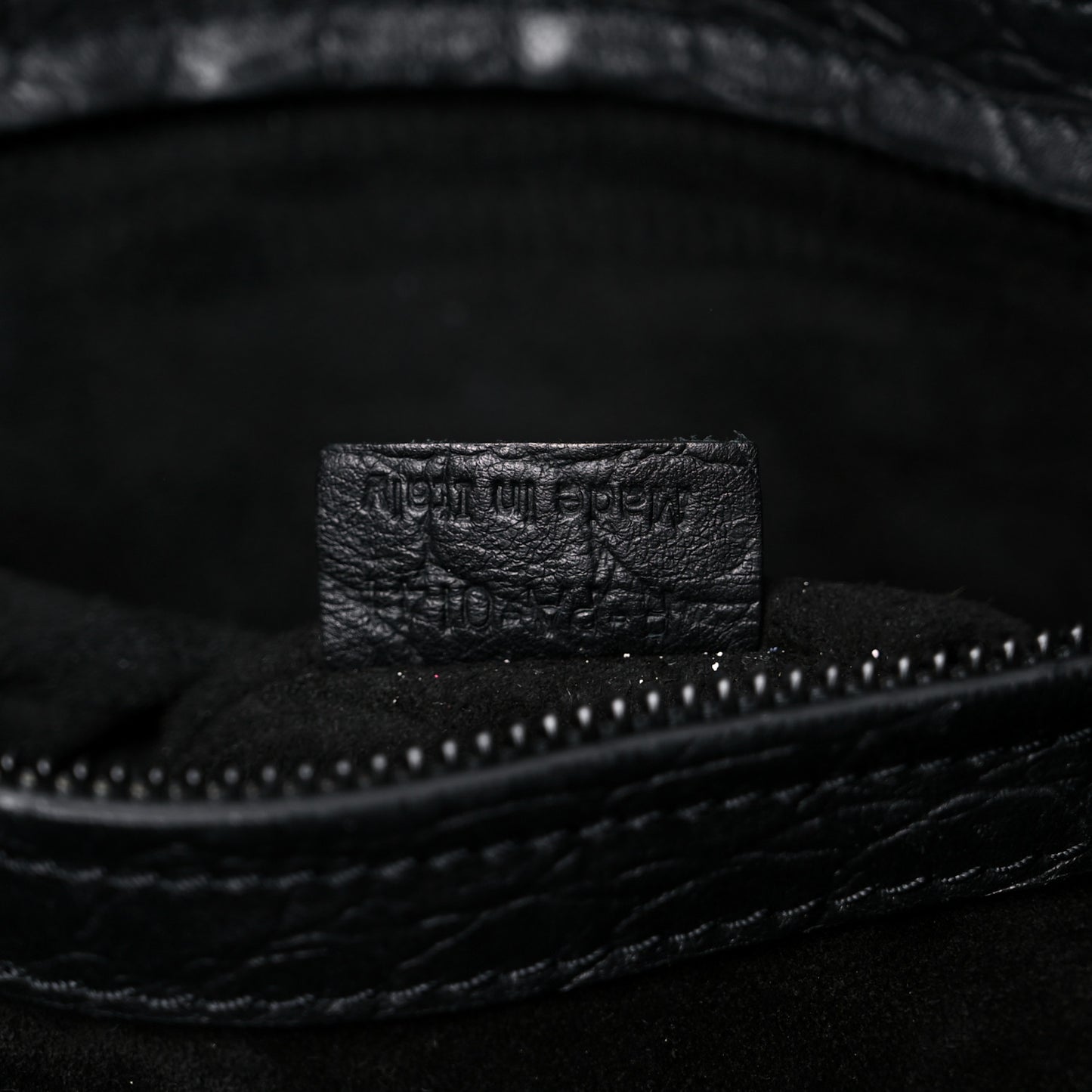 Calfskin Crocodile Embossed Medium Phantom Luggage Black