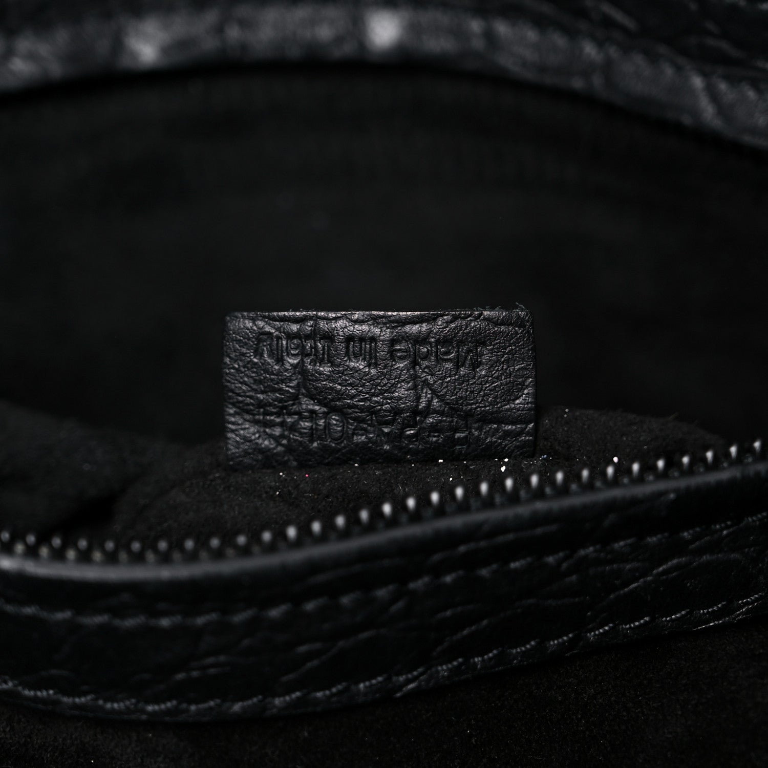 Celine Calfskin Crocodile Embossed Medium Phantom Luggage Black 6 of 28