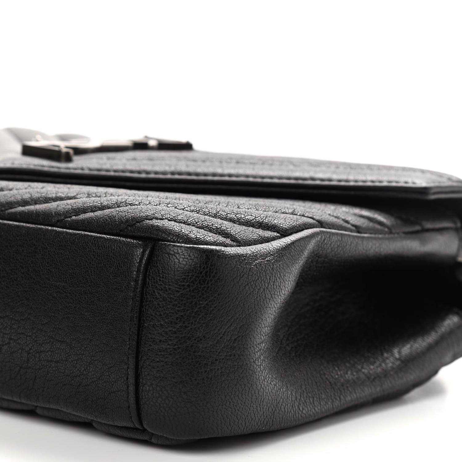 Saint Laurent Sheepskin Matelasse Chevron Monogram Medium College Bag Black 8 of 9