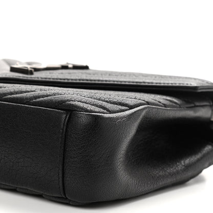Saint Laurent Sheepskin Matelasse Chevron Monogram Medium College Bag Black 8 of 9