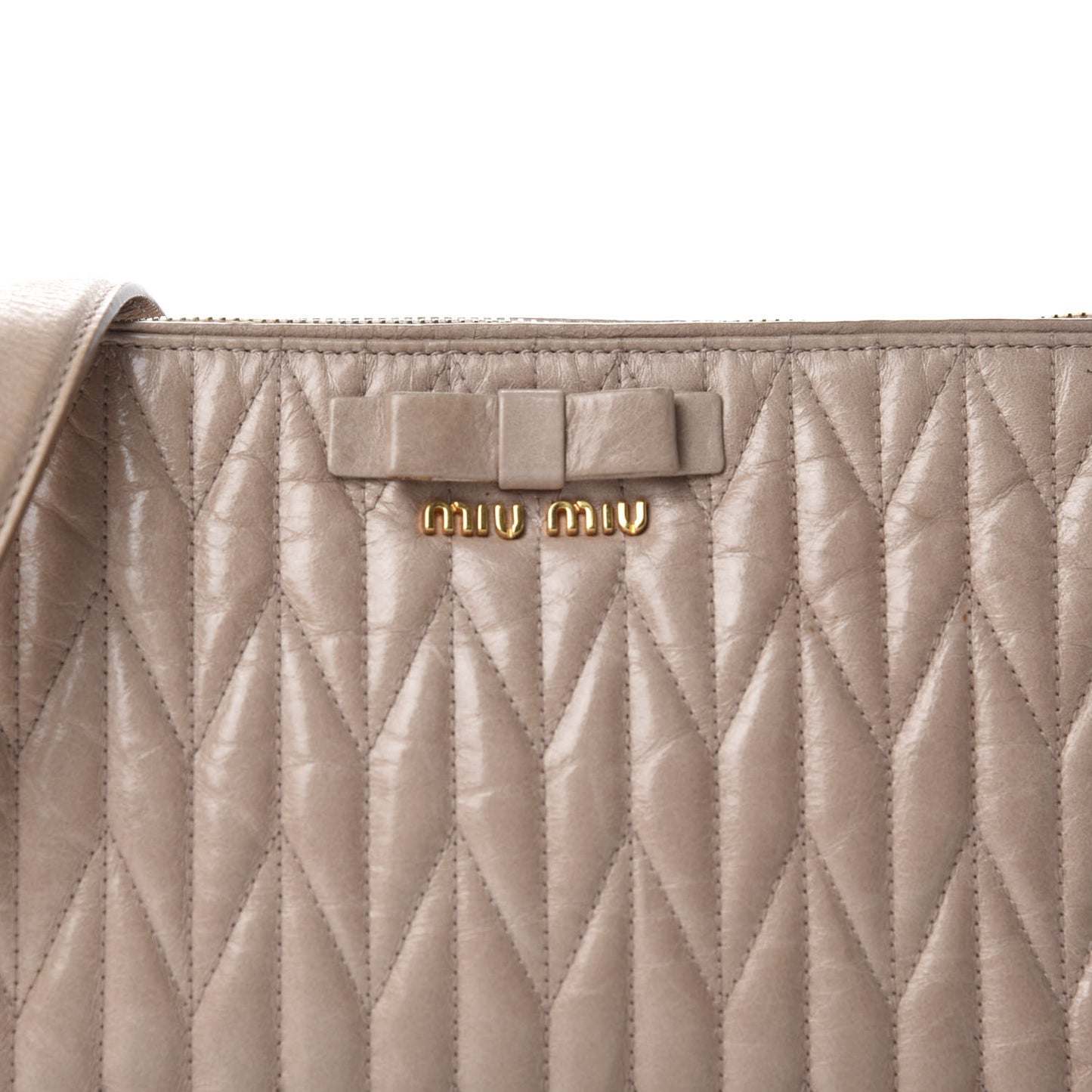 Nappa Matelasse Zip Shoulder Bag Cammeo