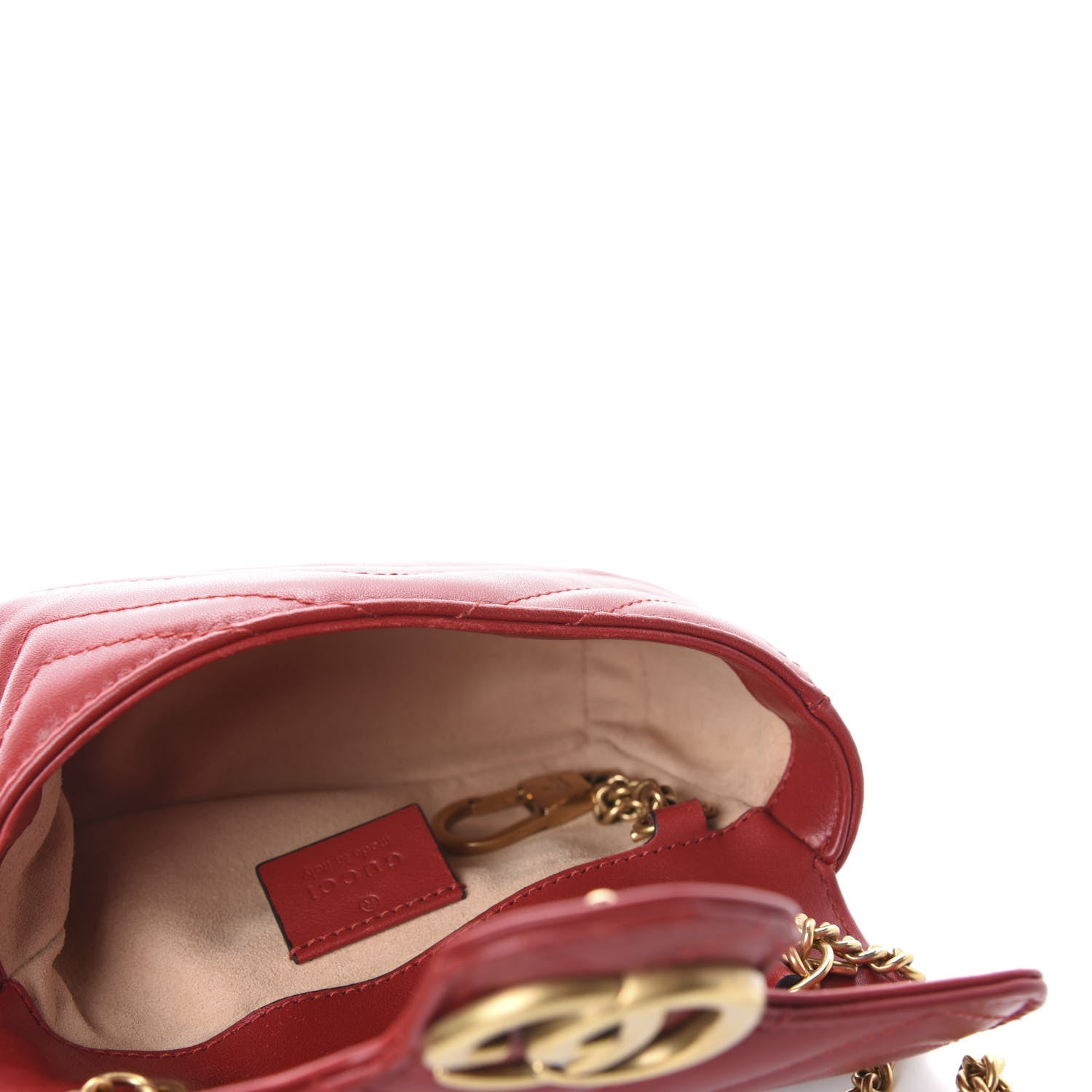 Gucci Calfskin Matelasse Super Mini GG Marmont Shoulder Bag Hibiscus Red 5 of 10