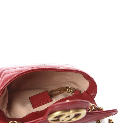 Gucci Calfskin Matelasse Super Mini GG Marmont Shoulder Bag Hibiscus Red 5 of 10