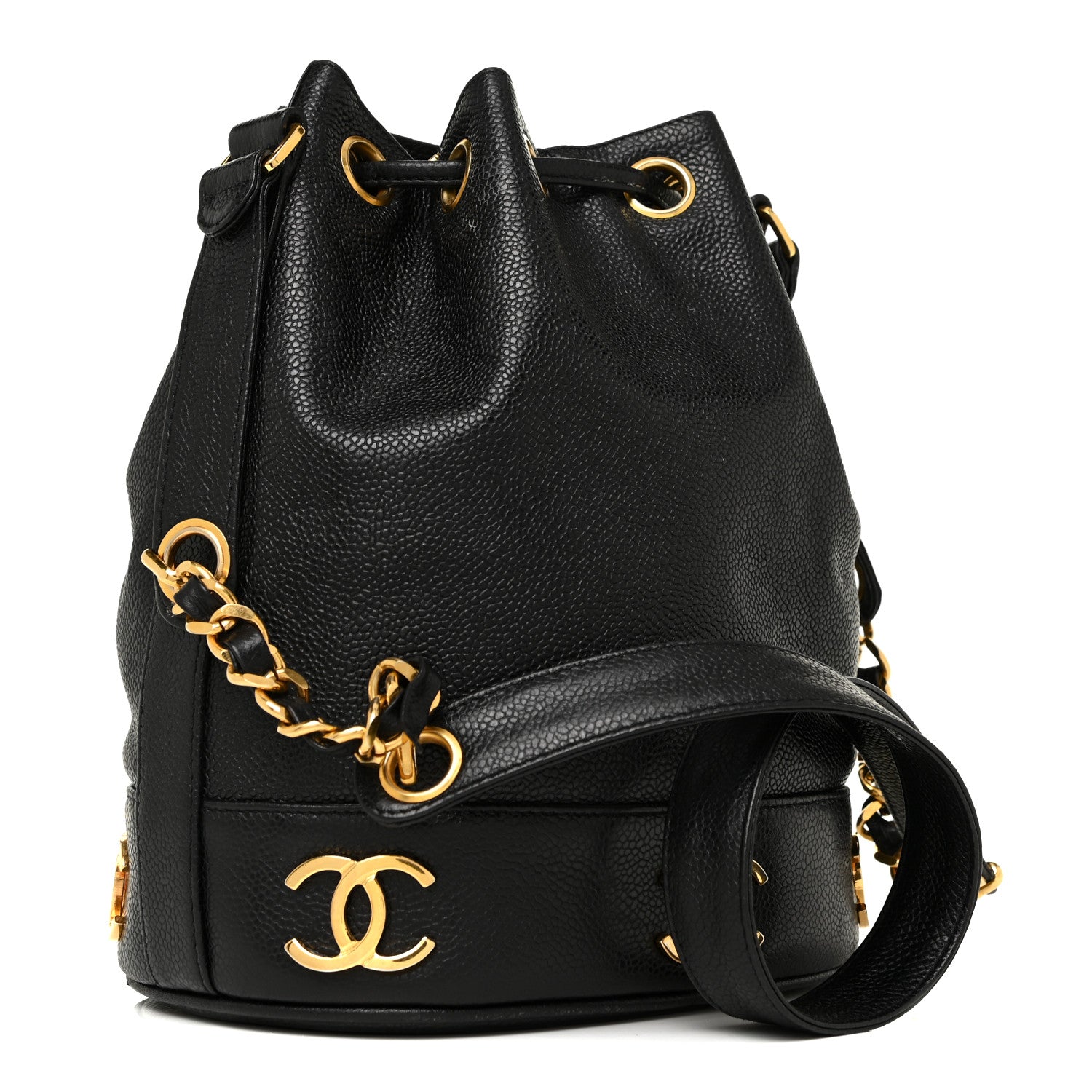 Chanel Caviar CC Drawstring Shoulder Bag Black 4 of 18