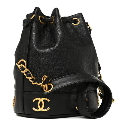 Chanel Caviar CC Drawstring Shoulder Bag Black 4 of 18